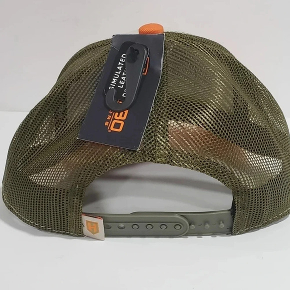 Heybo  Outdoors Tri-color Mens Trucker Hat with Leather Patch,NWT. - Picture 3 of 7